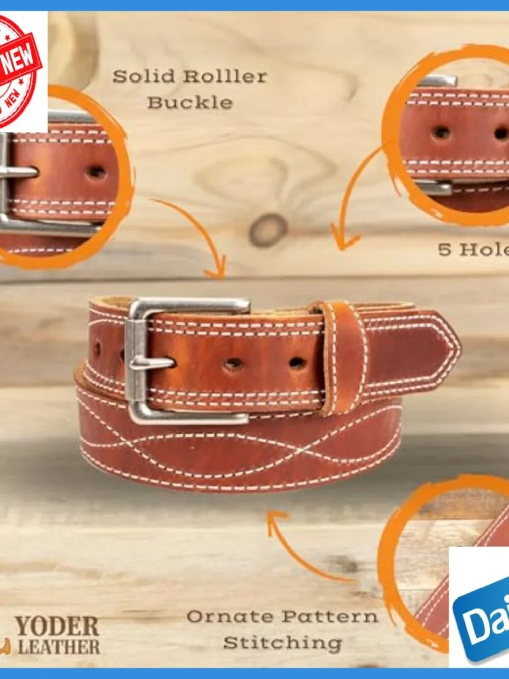 Men's Western Leather Work Belt 40 Size 14oz Harness Roller Buckle